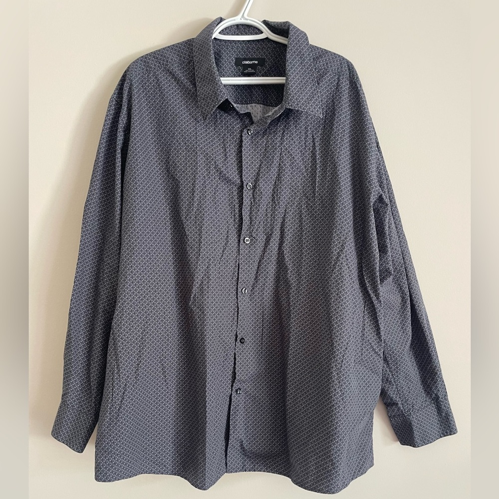 Claiborne Gray & Blue Pattern Dress Shirt